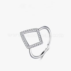 Кольца для женщин из стерлингового серебра с микропаве из прозрачных кубических цирконий в форме ромба 925 FS-WGB12EE-01