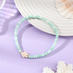 海で染めた合成ターコイズ色のウミガメと、グラデーション効果のある染めガラスのロンデルビーズを使ったストレッチブレスレット  ミックスカラー  内径：2.17インチ（5.5cm）&nbsp;BJEW-JB14307