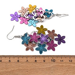 Серьги-подвески в форме цветка из нержавеющей стали 430 EJEW-A137-07P-01