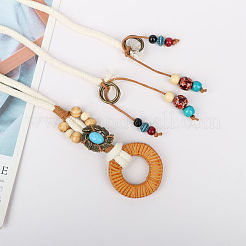 Ремни-цепочки из сплава смолы в стиле бохо с деревянными бусинами и кисточками FS-WGA5F60-01