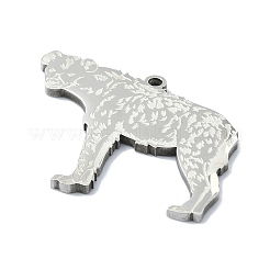 変色しない201ステンレススチールペンダント  レーザー切断  犬チャーム  ステンレス鋼色  22.5x29x1mm  穴：1.5mm&nbsp;STAS-R118-02P