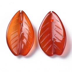 ナチュラルカーネリアン/レッドメノウペンダント  葉  19.5x11.5x4mm  穴：0.8mm&nbsp;G-F697-A01