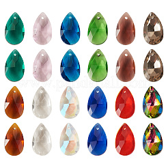 100шт граненые стеклянные подвески в форме капли&nbsp;GLAA-KS0001-11