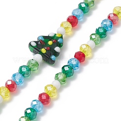 Рождественские стеклянные бусины для мобильного телефона HJEW-TA00007