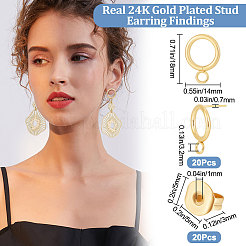 20 шт. фурнитура для сережек-гвоздиков из нержавеющей стали 304&nbsp;STAS-BBC0001-76G