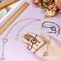 2 пара двухцветных сердечек из сплава со стразами DIY-GF0007-75