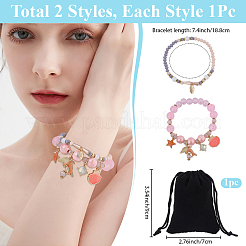 1 borsa di braccialetti elastici con perline di vetro e plastica&nbsp;BJEW-PA0001-10A