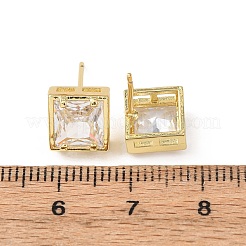 Latón micro pave aretes de circonita cúbica transparente&nbsp;EJEW-C174-02B-G