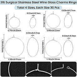 120 stücke 4 arten 316 chirurgische edelstahl weinglas charme ringe&nbsp;STAS-BBC0009-37S