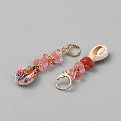 Boucles d'oreilles à levier en alliage en forme de coquillage&nbsp;EJEW-WH0004-194C
