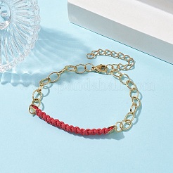 Браслеты с плетеными звеньями из вощеного хлопкового шнура&nbsp;BJEW-JB09963-05