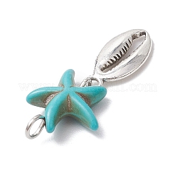7 шт. 7 стиля синтетических окрашенных бирюзовых морских звезд и сплава морских животных&nbsp;PALLOY-JF03752-01