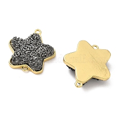 Подвески-соединители из латуни с друзовой смолой&nbsp;KK-C158-05A-G