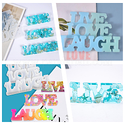 Silikonform-Sets mit den Worten „Love & Laugh“&nbsp;DIY-OC0003-12