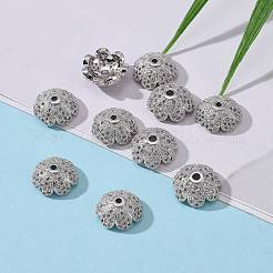 Tappi di perline in zirconia cubica con micro-pavé in ottone a fiore multi-petalo ecologico&nbsp;ZIRC-M098-02P-FF