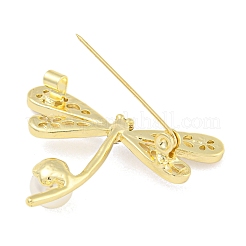 Брошь в виде стрекозы из сплава с кристаллами и горным хрусталем&nbsp;JEWB-U006-07G