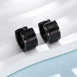 304ステンレススチールフープピアス  316ステンレス鋼  イオンプレーティング（ip）  ブラック  13x7mm&nbsp;EJEW-D331-19D-B