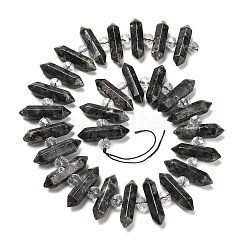 Нити бусин с двойным концом из натурального ларвикита G-H069-B06-01