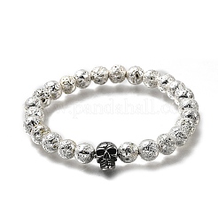 Braccialetti di pietra lavica naturale placcati in oro per Halloween&nbsp;BJEW-JB12332-03