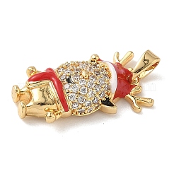 Рождественские латунные подвески с микропаве из фианита&nbsp;LS-KK-K305-07G-02