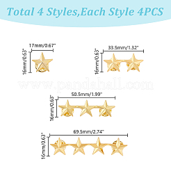 16 шт. 4 стиля броши в форме звезды из цинкового сплава JEWB-HY0001-41G