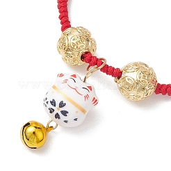 Регулируемые фарфоровые браслеты с подвесками ручной работы в виде кота состояния&nbsp;BJEW-JB10506