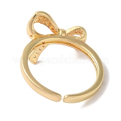 Открытые манжеты из латуни с бантом и микро-паве с прозрачным цирконием для женщин RJEW-C098-25G