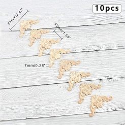 Artisanat d'applique onlay sculpté en bois massif naturel&nbsp;WOOD-WH0107-23
