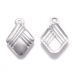 変色しにくい304ステンレススチールペンダント  菱形  ステンレス鋼色  13x9x0.5mm  穴：1.2mm&nbsp;STAS-M274-064P