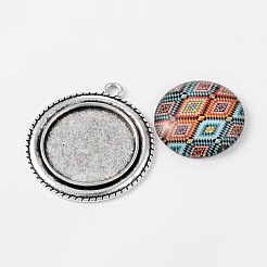 Cabochon lunetta piatti rotondi del pendente della lega e fiori stampati cabochon in vetro geometriche&nbsp;TIBEP-X0171-01