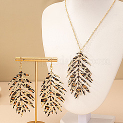 Комплекты из сплава с подвесками и серьгами с леопардовым принтом в виде листьев&nbsp;FS-WG98753-01
