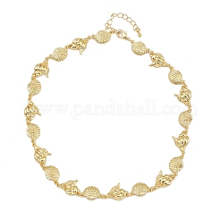 Летние пляжные латунные цепочки в форме раковин и ракушек NJEW-L051-01G