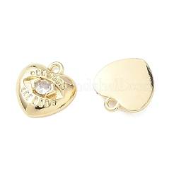 Breloques en laiton micro pavé de zircone cubique transparente pour la saint-valentin&nbsp;KK-C259-13G
