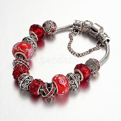 Сплав горный хрусталь шарик европейские браслеты BJEW-L602-13