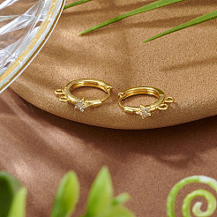 2шт латунные серьги-кольца с микро-паве из прозрачного кубического циркония&nbsp;KK-TA0003-35