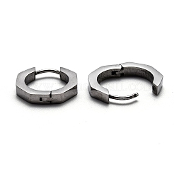 変色しにくい304ステンレススチールの八角形フープピアス  ステンレス鋼色  15x16x3mm  ピン：1mm&nbsp;STAS-J033-04A-P
