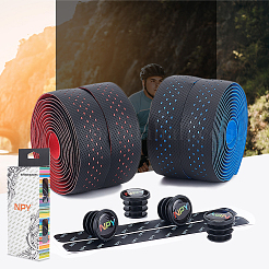 2 комплект двухцветных самоклеящихся лент из искусственной кожи для руля велосипеда с противоскользящим покрытием&nbsp;FIND-GO0001-21