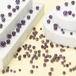 340個4スタイルの天然アメジストジェムストーンビーズ  ラウンド  4mm / 6mm / 8mm / 10mm  穴：1mm&nbsp;G-LS0001-42