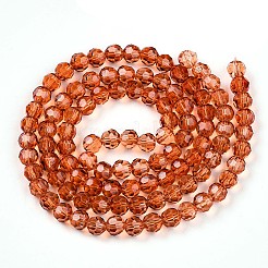 ベーキングペイント透明ガラスビーズ連売り  ラウンド  ファセット(32ファセット)  チョコレート  6mm  穴：1.2mm  約96~99個/連  21.46~21.85インチ（54.5~55.5cm）&nbsp;LS-DGLA-A035-T6mm-A04