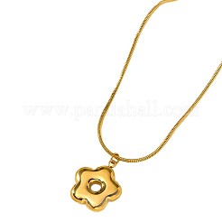 Colliers pour femmes avec pendentif fleur en acier inoxydable 304 et chaîne serpent ronde&nbsp;WG1BE33-01