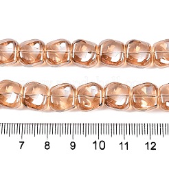 電気メッキガラスビーズセット  パール光沢メッキ  正方形  ゴールデンロッド  10.5x10.5~11x6.5mm  穴：1mm  約59~60個/連  25.12~25.59インチ（63.8~65cm）&nbsp;EGLA-N012-07K