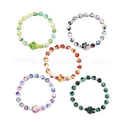 Pulseras elásticas de turquesa sintética teñida y perlas de imitación de plástico ABS para mujer&nbsp;BJEW-JB13641