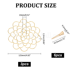 3 крышка-вставка для цветочной композиции из нержавеющей стали с 6 заколками для волос из кожи аллигатора FIND-WR0011-48B