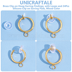 24 pz 3 colori orecchini a cerchio con clip in ottone&nbsp;KK-UN0001-97