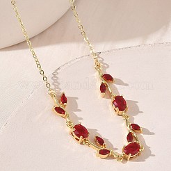 Collares de cadena de eslabones de rosa con circonitas cúbicas y pavé de latón para mujer&nbsp;NJEW-C121-05B-07G