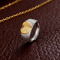 Регулируемые кольца на палец из латуни в форме сердца&nbsp;WG5155F-01