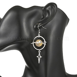 Boucles d'oreilles pendantes en quartz hématite jaune naturel et alliage&nbsp;EJEW-TA00818-02