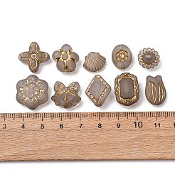 つや消し透明なアクリルビーズ  金色の金属製ビーズ  混合図形  淡い茶色  8~25x8~25x4~45mm  穴：1.2~1.6mm&nbsp;OACR-Z041-09