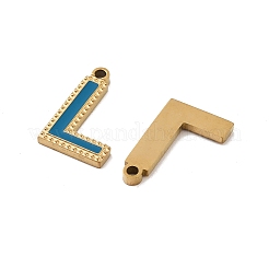 イオンプレーティング（IP）316ステンレスペンダント  ニッケルフリー  エナメル  レターチャーム  18KGP本金メッキ  文字l  17x10.5mm  穴：1.4mm&nbsp;STAS-U014-28G-12