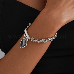 Браслеты с подвесками из сплава и пластика CCB и стекла&nbsp;FS-WG68853-02